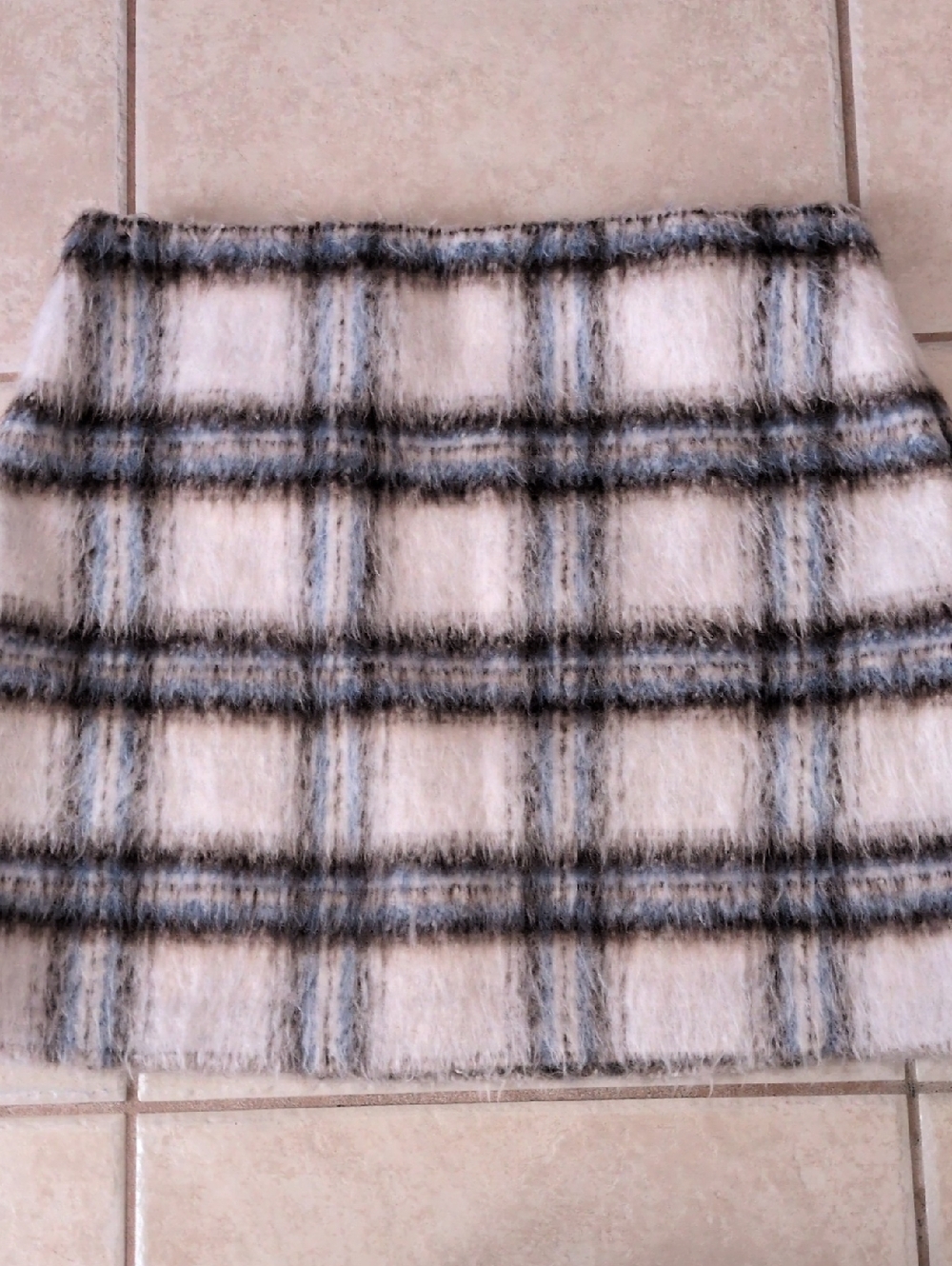 Loft Brushed Fuzzy Plaid Mini Skirt Size 12